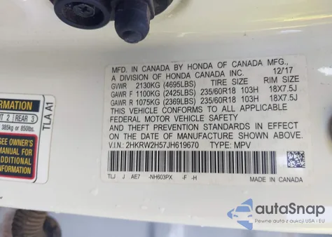 2018 Honda Cr-V Ex from USA, damaged, VIN 2HKRW2H57JH619670